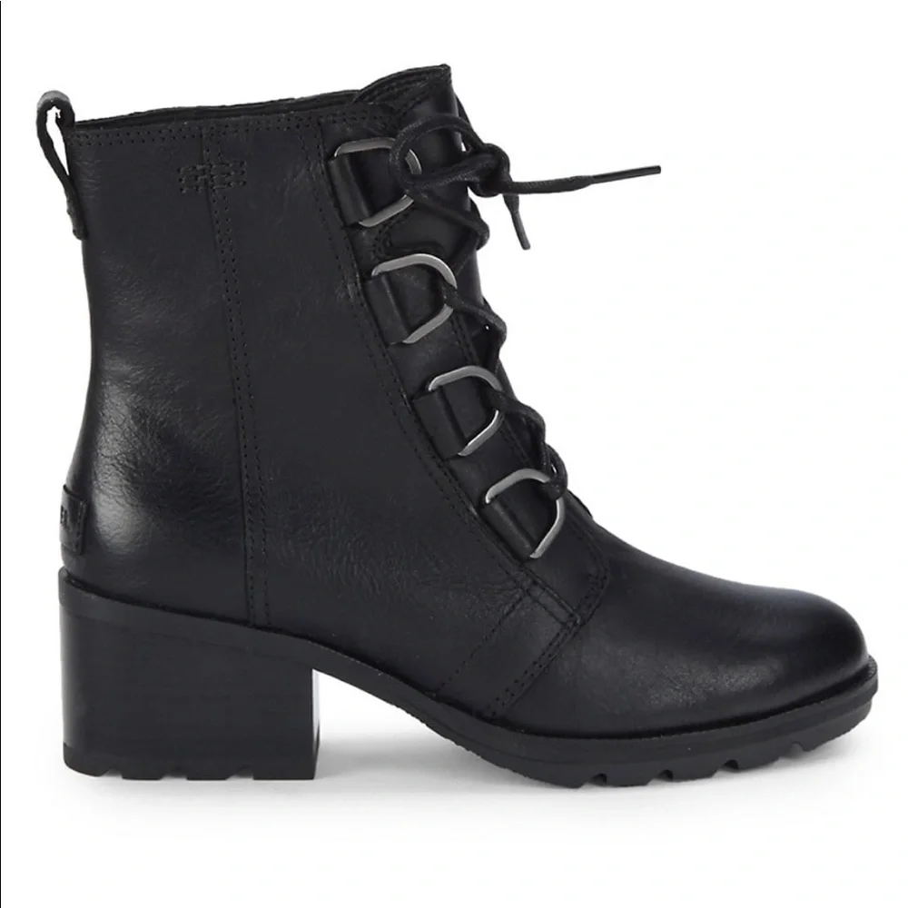 SOREL CATE LACE UP LEATHERS BLACK BOOTIE Size: 8 - Picture 6 of 11
